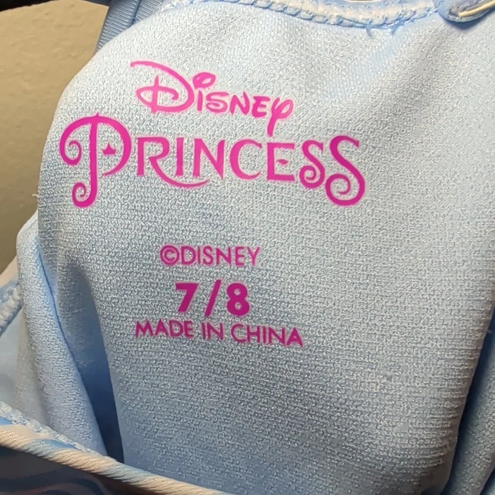 Disney Princess The Little Mermaid One-Piece Swimsuit Blue White Girls Size 7/8